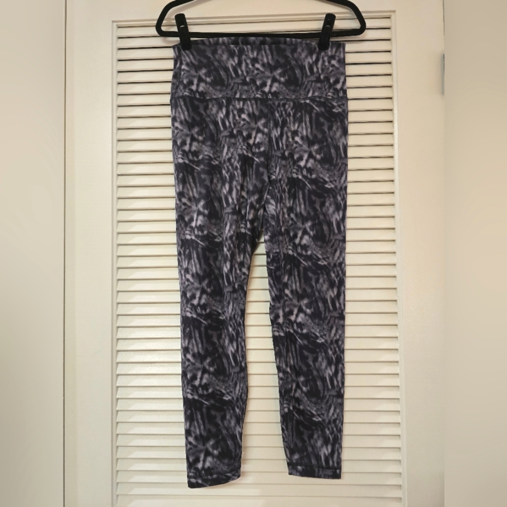 90 Degrees By Reflex - Grey Pattern Workout Athletic Activewear Leggings - Picture 1 of 5